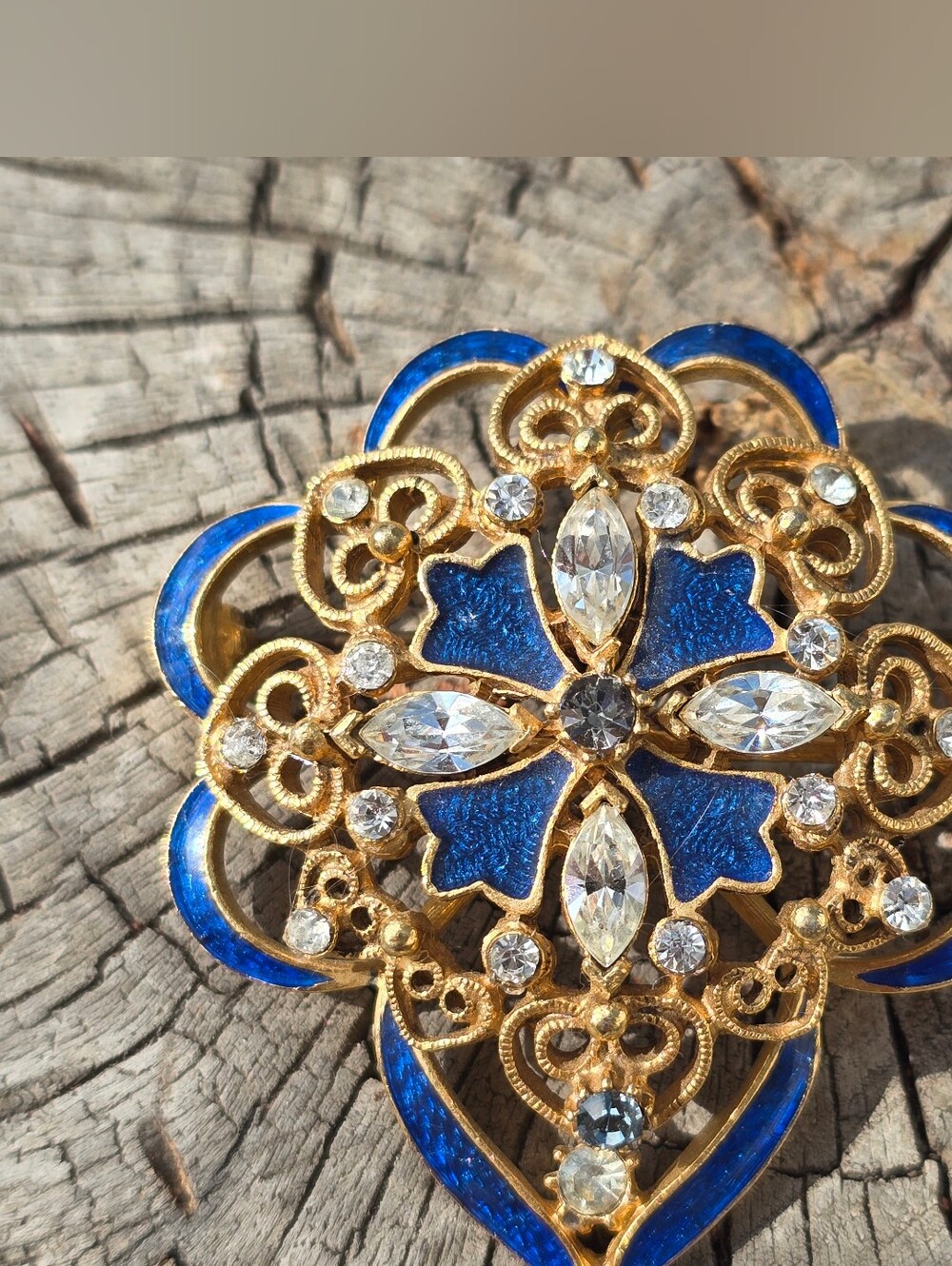 Florenza Blue Enamel Brooch